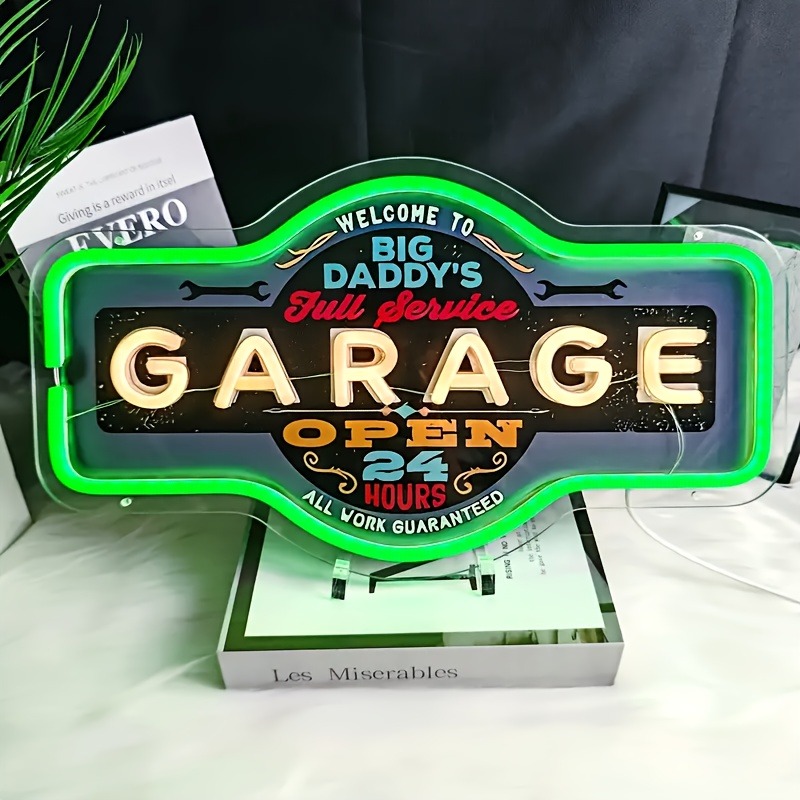 Retro Garage LED Neon Sign UV  - Retro Game Controller Usb 评论和价格