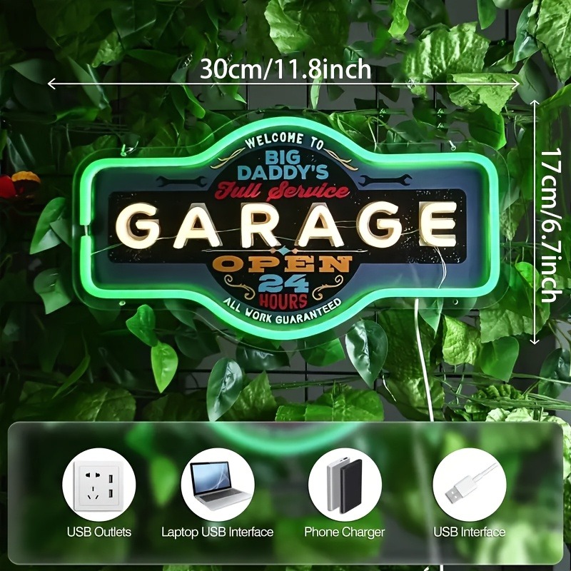 Retro Garage LED Neon Sign UV  - Retro Game Controller Usb 评论和价格