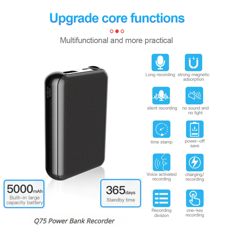 5000mAh Mini Power Bank Record - Voice Recorder Pen 评论和价格